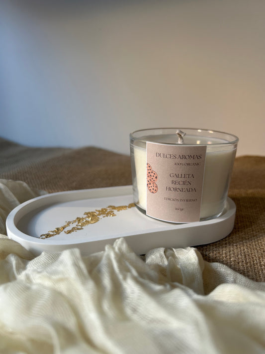 Pack Marfil · Vela aromática y bandeja