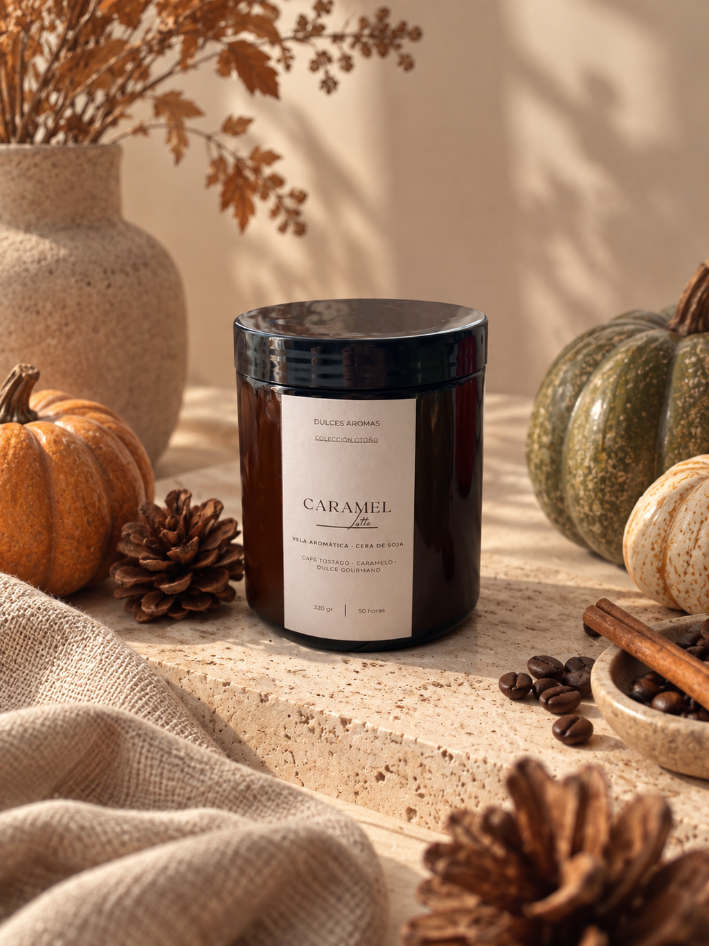 Vela Tarro Ámbar · Caramel Latte · 220gr