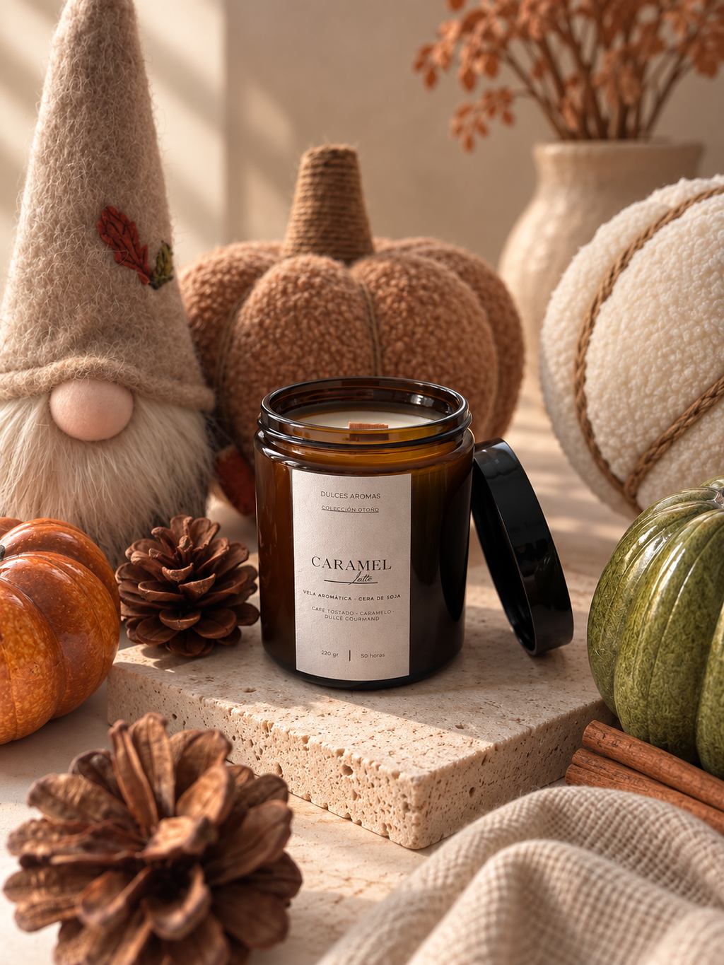Vela Tarro Ámbar · Caramel Latte · 220gr