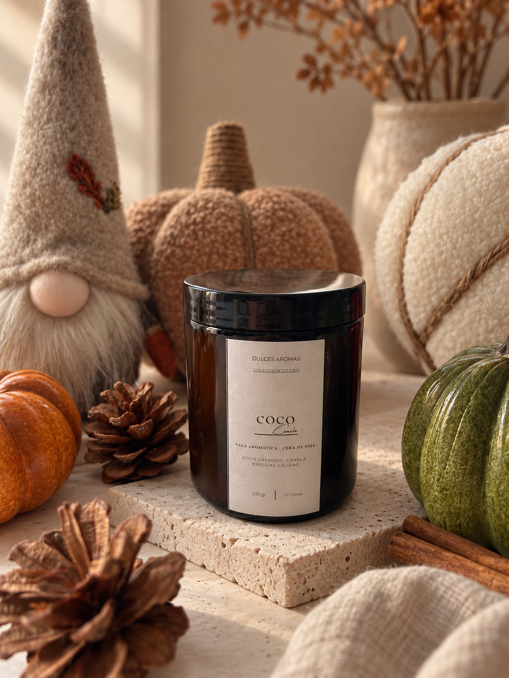 Vela Tarro Ámbar · Coco y Canela · 220gr.