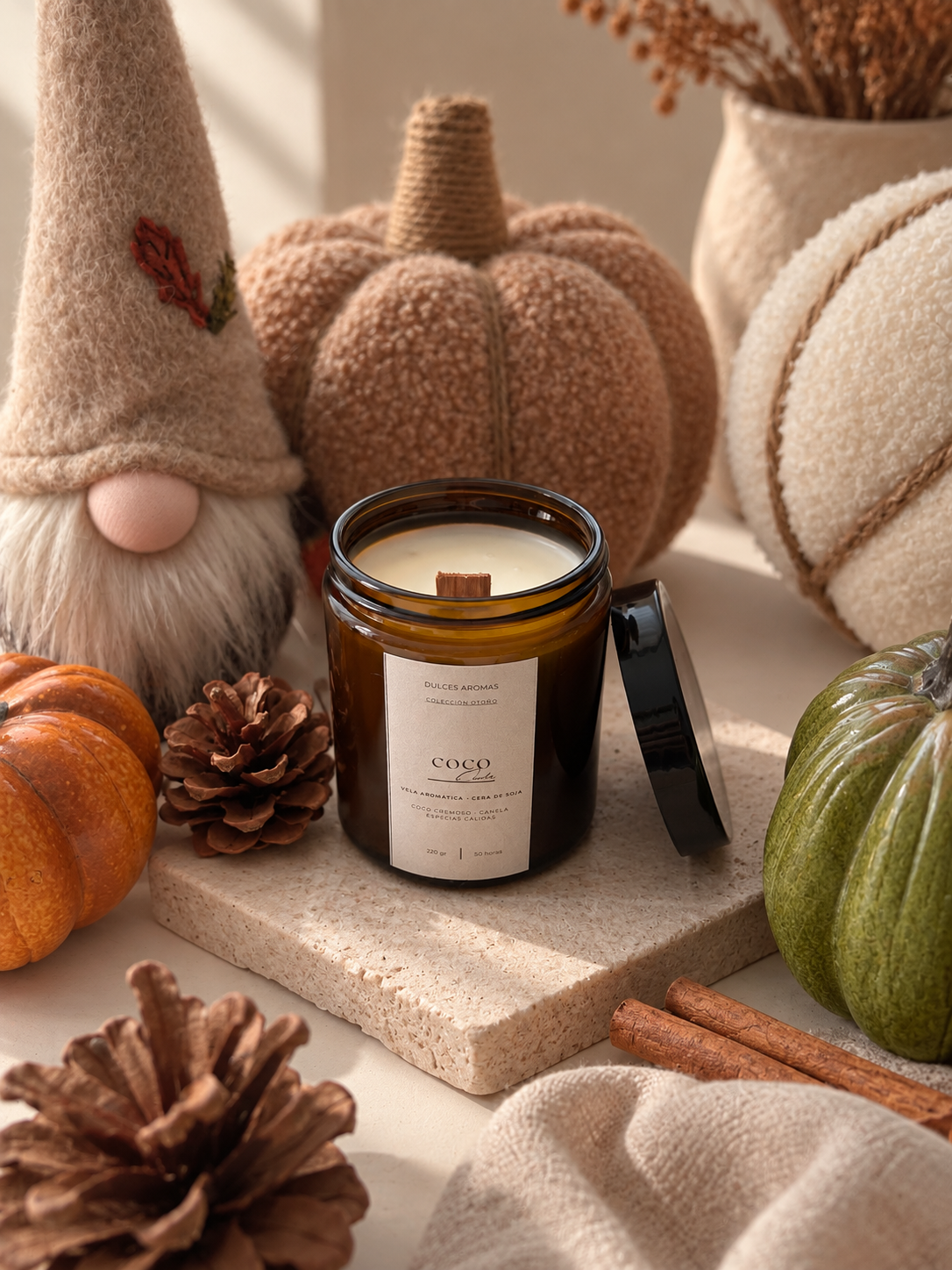 Vela Tarro Ámbar · Coco y Canela · 220gr.