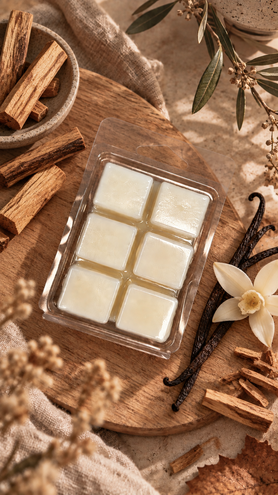 Wax Melt en Tableta · Palo Santo y Vainilla
