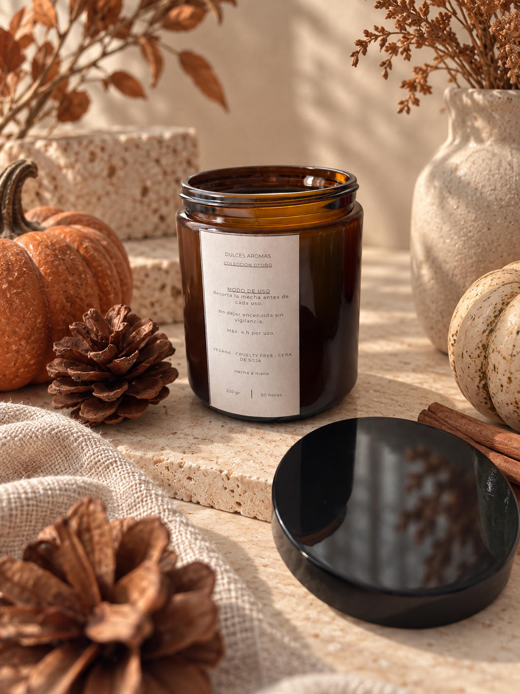 Vela Tarro Ámbar · Caramel Latte · 220gr