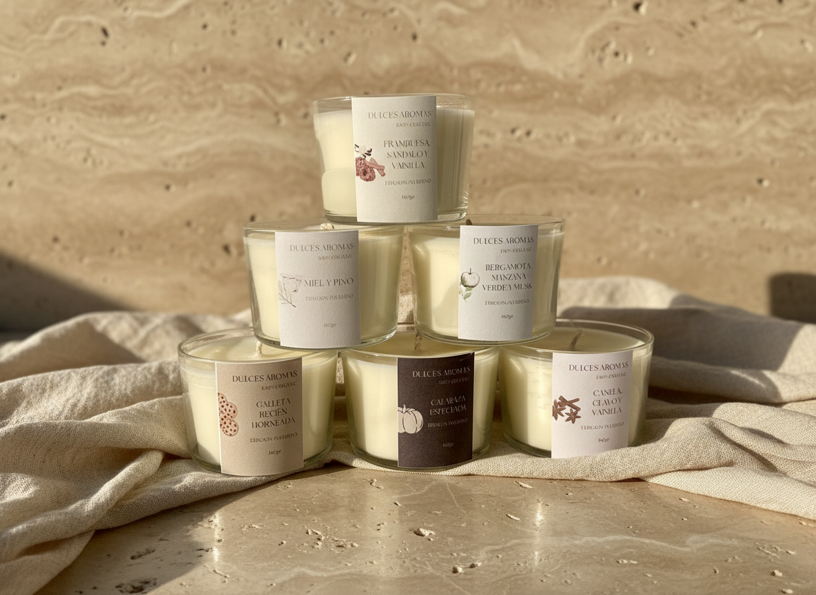 Pack 6 Velas Aromáticas Línea Cristal